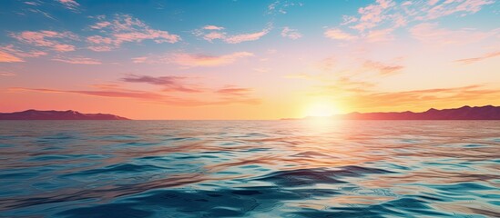 Obraz premium Sunset landscape by the water. Creative banner. Copyspace image