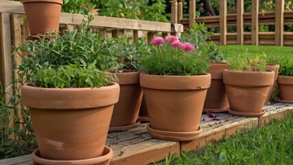 Fototapeta premium pots with flowers