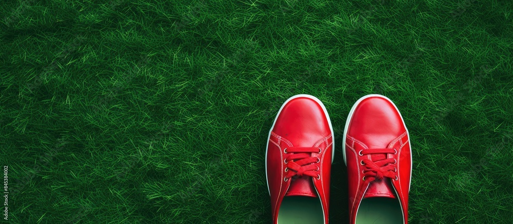 Poster red sox on the grass. creative banner. copyspace image