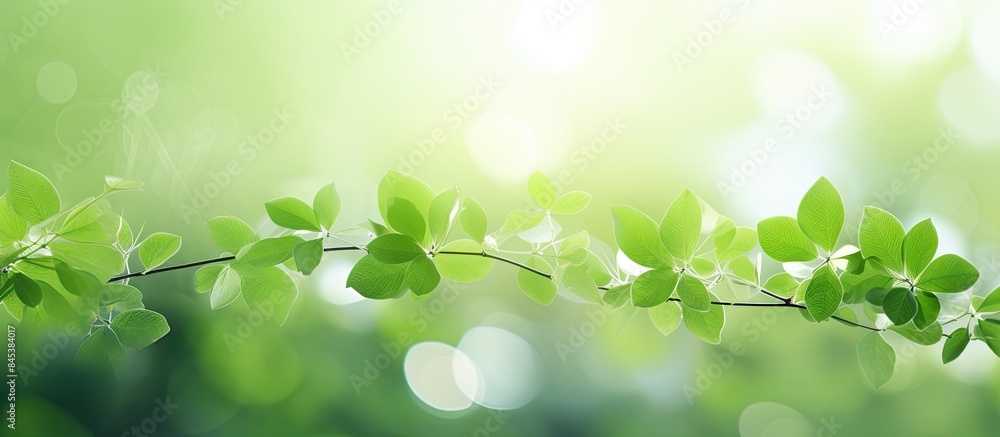 Poster green leaf with white bokeh abstract for bacground use. creative banner. copyspace image