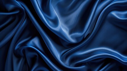 Fototapeta premium Abstract Navy Blue Silk Satin Background with Elegant Waves