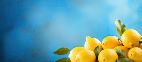 Fototapeta premium Juicy lemons on a summer day. Creative banner. Copyspace image
