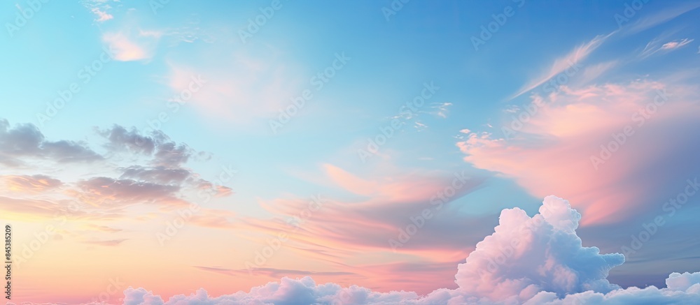 Aufkleber blue sky and white cloud pattern in twilight time. creative banner. copyspace image