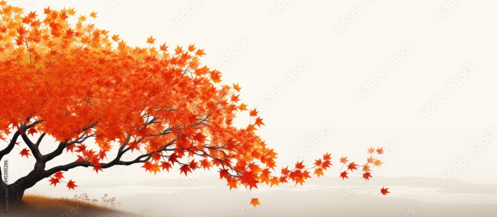 Aufkleber maple tree with autumn leaves. creative banner. copyspace image