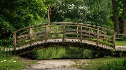 Fototapeta premium Bridge made of wood in a countryside setting