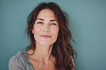 A close up portrait of a woman with a subtle smile