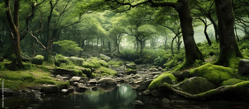 Canvas Prints the deep green forest. creative banner. copyspace image