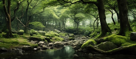the deep green forest. Creative banner. Copyspace image