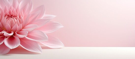 pink flower in the shape of fan. Creative banner. Copyspace image