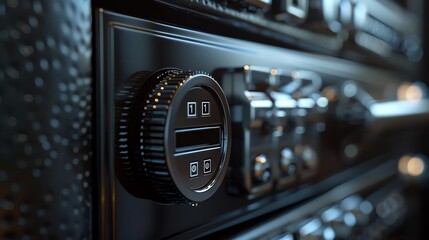 Obraz premium Safe with Digital and Physical Lock A safe with both a digital keypad and a traditional lock