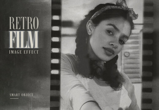 Retro Film Image Effect Mockup
