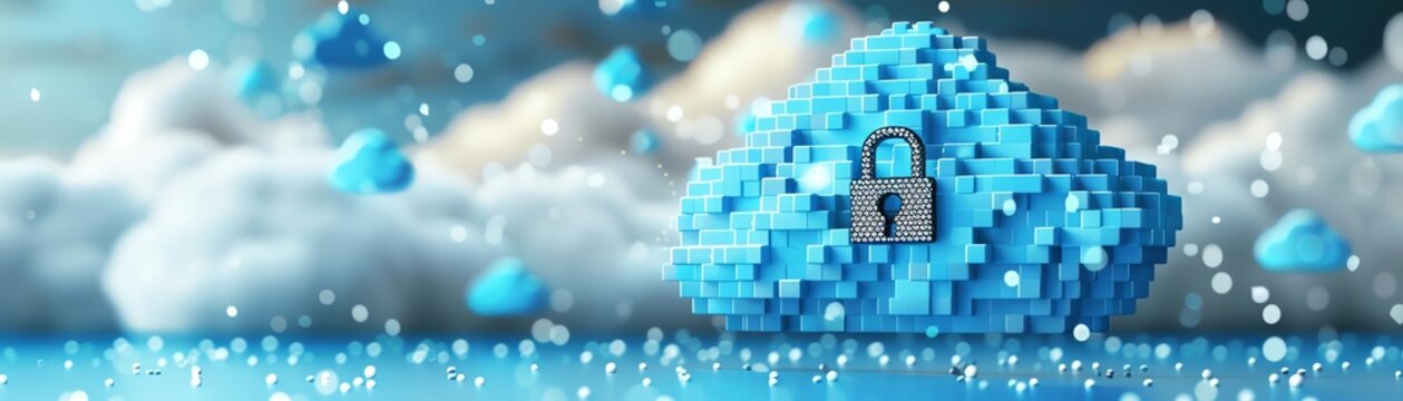 Secure Cloud Storage Icon A cloud with a padlock and financial documents floating around it