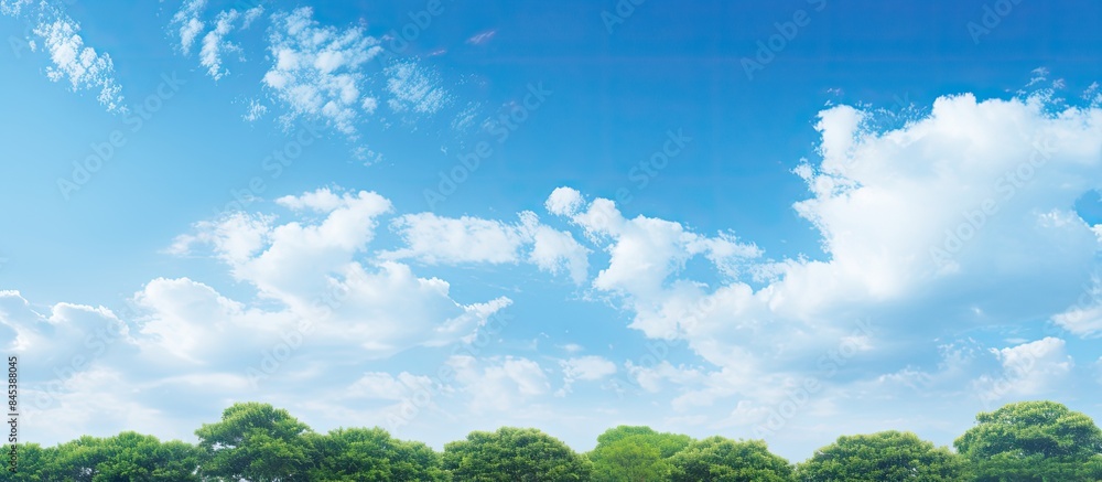 Poster summer landscape with trees and sky. creative banner. copyspace image