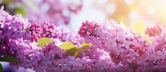Lilac flowers in spring. Creative banner. Copyspace image