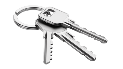 Set of Silver Keys with House-Shaped Keychain