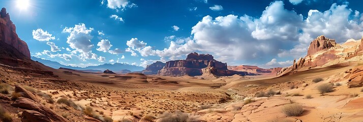 Experiment panoramic photography to capture the expansive beauty of desert vistas showcasing the vastness of the landscape