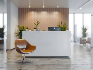 Blank logo mockup in the office lobby waiting room