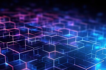 Abstract background hexagonal network technology, changing colors from blue to purple. technologies of the future.