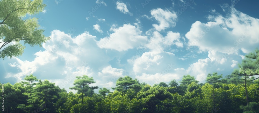 Canvas Prints view of the sky to the tops of the trees in the forest. creative banner. copyspace image