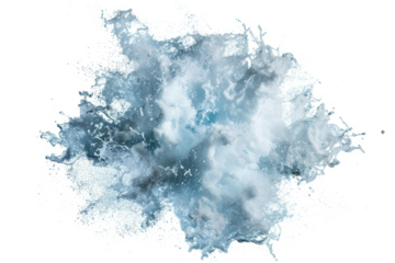 Dynamic water explosion effect, isolated on a white background