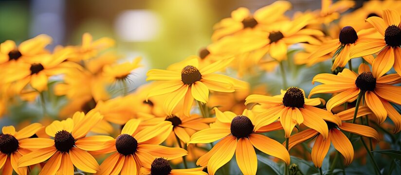 A bunch of black eyed susan flowers. Creative banner. Copyspace image