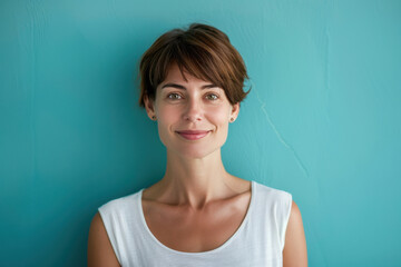 Fototapeta premium A close up portrait of a woman with a subtle smile