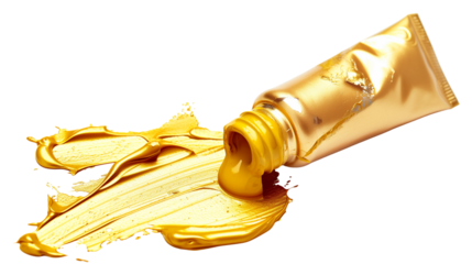 Tube of Gold Paint with Paint Oozing Out