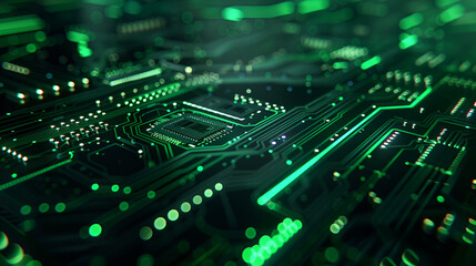 Obraz premium Computer motherboard abstract background in green color,Abstract,close up of Mainboard Electronic computer background