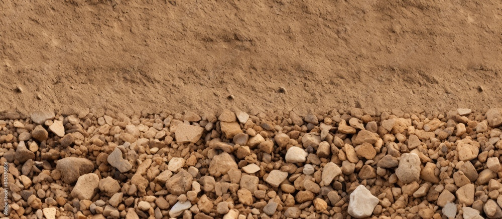 Aufkleber soil surface texture with a few small stones and sand. creative banner. copyspace image