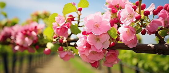 Grape vine flowers. Creative banner. Copyspace image