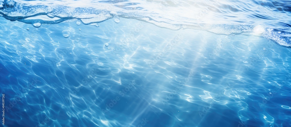 Aufkleber Closeup blur abstract of surface blue water Abstract of surface blue water reflected with sunlight for background Top view of blue water Water splashed use for graphic art. Creative banner
