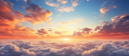 Amazing clouds at sunset. Creative banner. Copyspace image