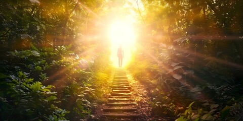 Seeking spiritual enlightenment through faith on the path to Heavens gate. Concept Spiritual Enlightenment, Faith, Path to Heaven