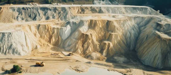Sand quarry top view in summer. Creative banner. Copyspace image