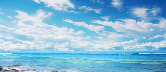 blue sky with clouds and sea. Creative banner. Copyspace image