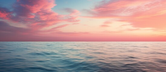 Obraz premium Sunset with pink sky and sea. Creative banner. Copyspace image