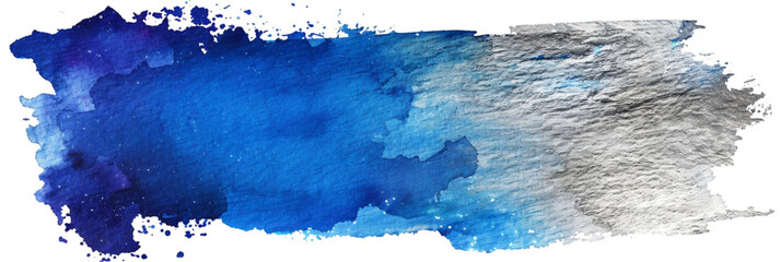Abstract Blue and Silver Watercolor Texture Background with Artistic Brush Strokes