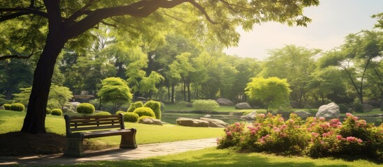 This is the garden or Park and outdoor for people come to visit and take rest here. Creative banner. Copyspace image