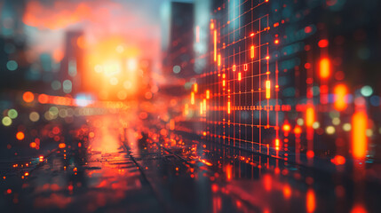 a computer screen with a graph graph on it stock market growth, business investing and data concept with 3d digital financial chart graphs