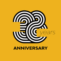 38 years retro anniversary vector template template design illustration