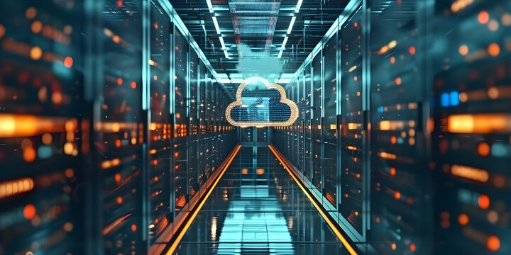 Cloud computing tech for data storage virtualization scalability security and backup services. Concept Cloud Computing, Data Storage, Virtualization, Scalability, Security, Backup Services