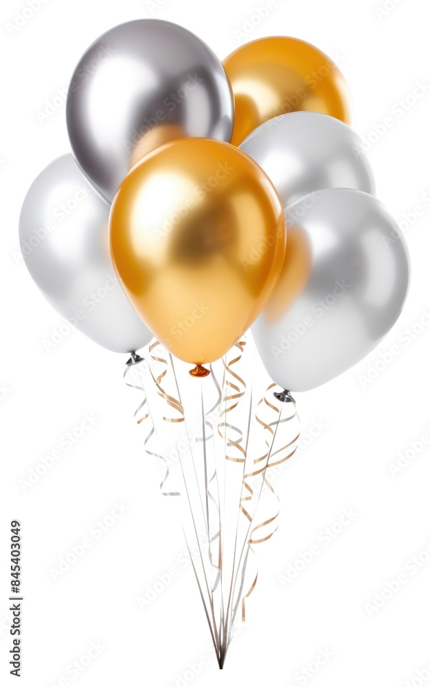 Wall mural png birthday balloons silver white background celebration.