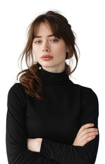 Fototapeta premium PNG Portrait woman in studio portrait sweater sleeve.
