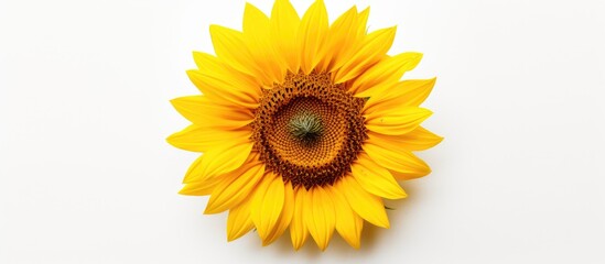 Fototapeta premium Sunflower with Seeds Isolated on White Background. Creative banner. Copyspace image