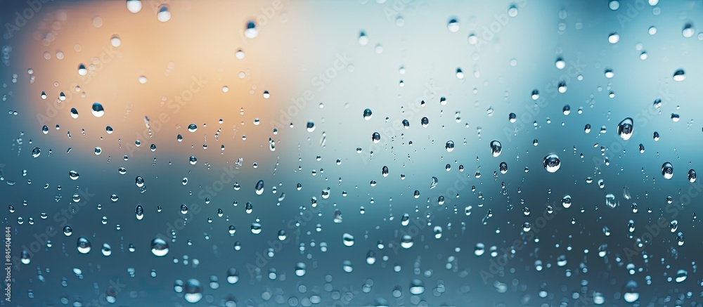 Aufkleber Texture of drops on glass cover with selective focus background. Creative banner. Copyspace image
