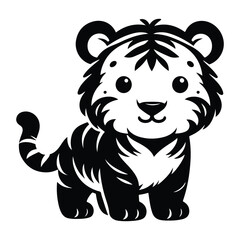 cute tiger coloring page line art design