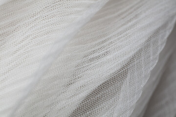 closeup of white corrugated organza textured background