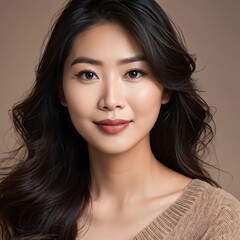 Naklejka premium Portrait of a Beautiful Young Woman with Pristine Skin, Highlighting Face Care, Cosmetology, and Spa