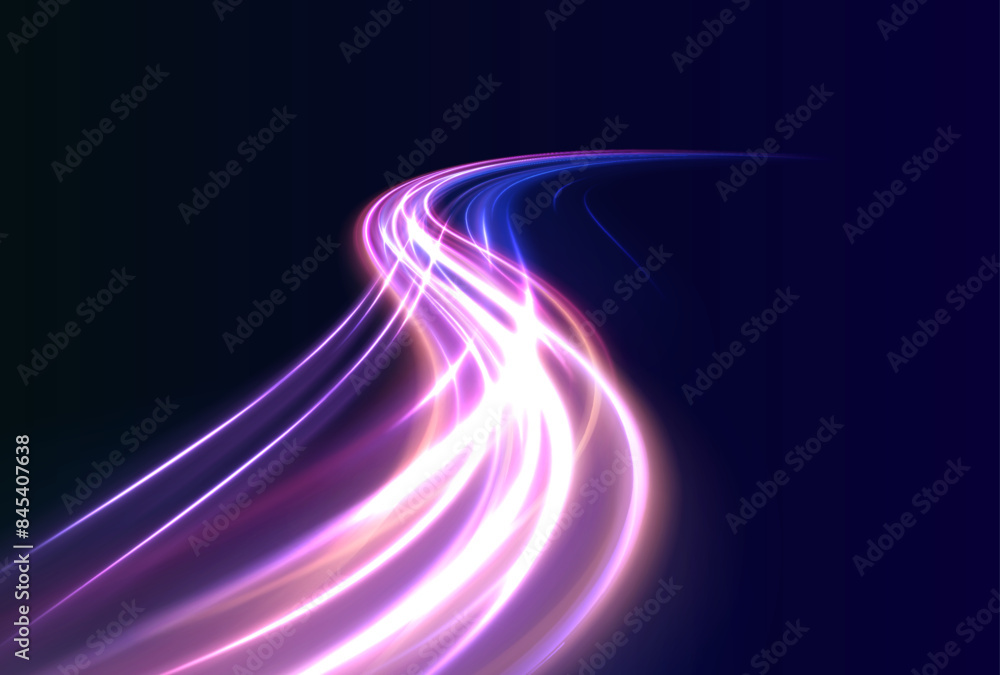 Aufkleber Speed connection vector background. A large set of low-poly designs made of thin lines in the form of branches, spirals and arcs. Light and stripes moving fast over dark background.	