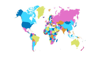 World map. Modern color vector map. Silhouette map.	